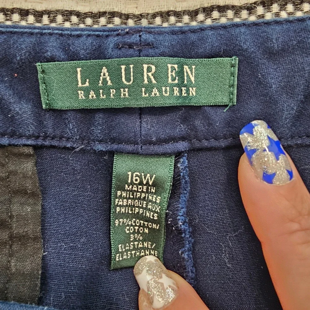 Lauren Ralph Lauren Women's Navy Blue Stretch Straight Leg Pants Size 16W - Picture 3 of 6